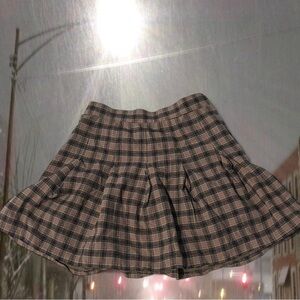 Full Tilt Plaid Skater Skirt - Black and Khaki